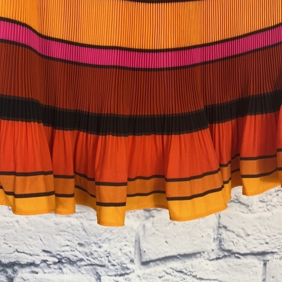 J. Crew orange striped pleated midi skirt 4 NWT - Picture 4 of 8